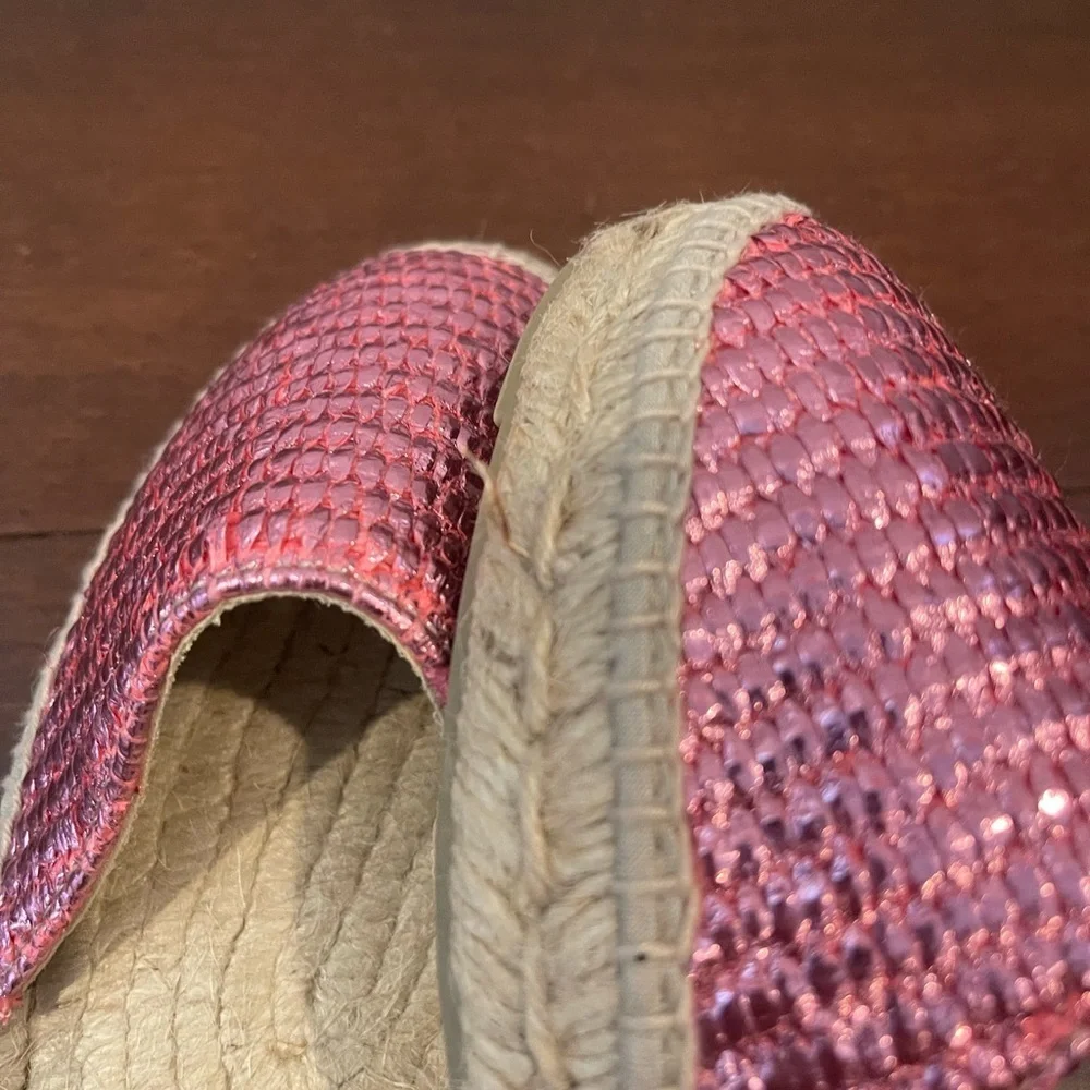 nwot nwob manebi pink metallic Espadrille Flats with laces 38 7.5